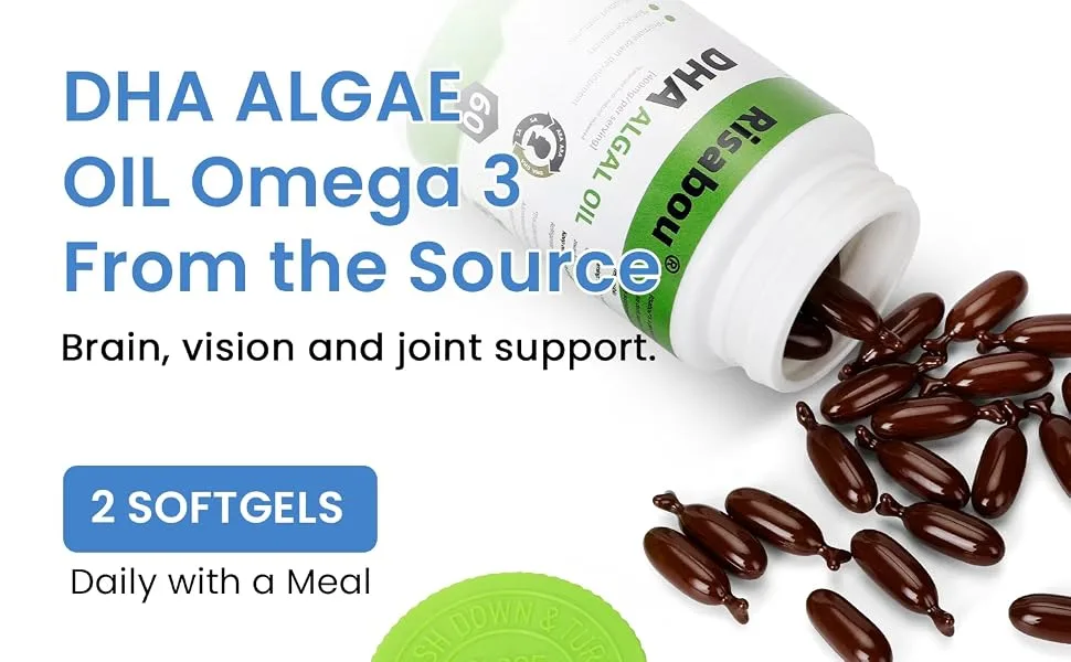 Algal Oil DHA 400 mg with ARA and SA 60 Softgels Algae Oil - DHA Omega 3 Supplement 1 Softgel per Serving for Brain Memory & Nervous System Support - Non-GMO - DHA ALGAE