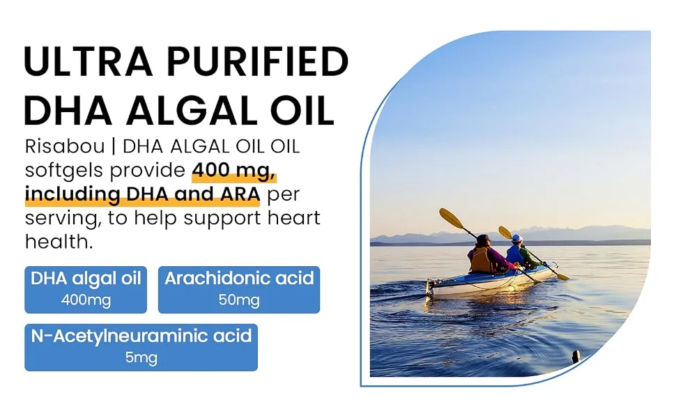 Algal Oil DHA 400 mg with ARA and SA 60 Softgels Algae Oil - DHA Omega 3 Supplement 1 Softgel per Serving for Brain Memory & Nervous System Support - Non-GMO - product information 3