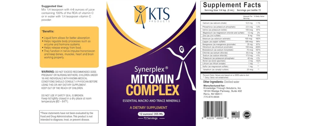 Synerplex MitoMin Complex Liquid Mineral Supplement Easy to-Use Formula for Everyday Wellness - Essential Macro & Trace Minerals - multivitamin vitamins women magnesium vitamin minerals vitamin complex
