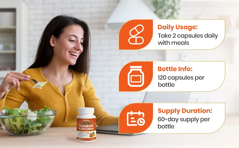 Turmeric Supplement Complex Herbal Formula with Ginger Artichoke Fennel & Black Pepper 120 Capsules 120 Count (Pack of 1) - Daily usage: