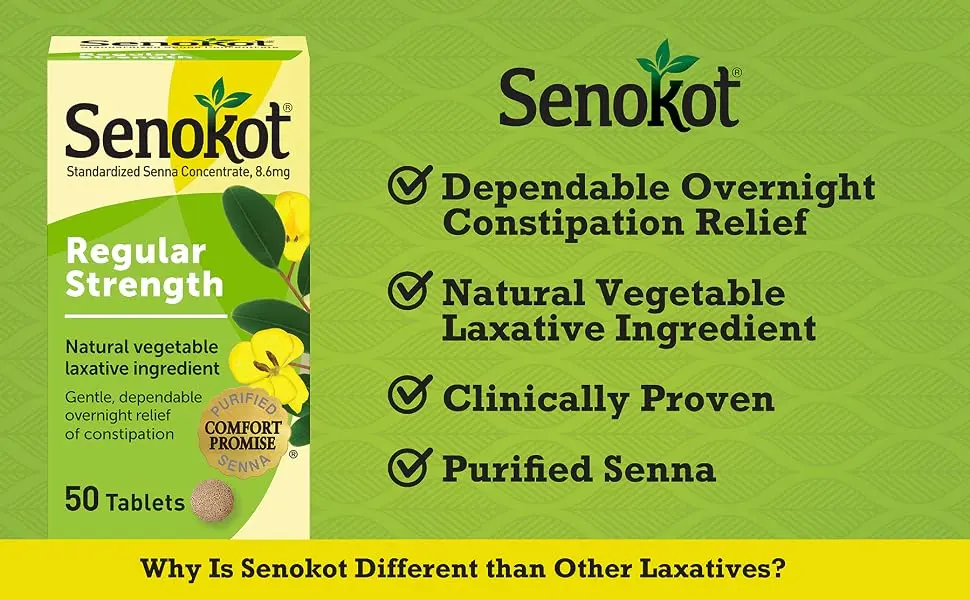 Senokot Regular Strength 50 Count Tablets and Colace Clear Stool Softener 28 Count Capsules Constipation Relief Bundle - product information 2