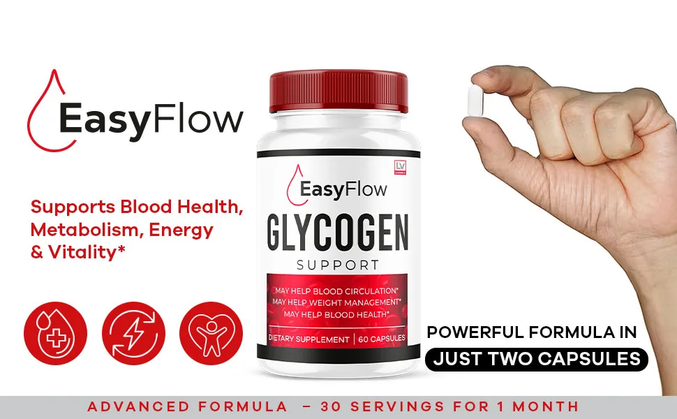 (2 Pack) Easy Flow Glycogen Support - EasyFlow Glycogen Easy Flow Easy Flow Glycogen Supplement Glycogen Support Easy Flow Easy Flow Glycogen Glycogen Easy Flow 120 Capsules for 2 Months - easyflow glycogen support optimizer easy flow glyco capsules supplement joint pills
