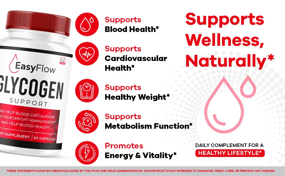 (2 Pack) Easy Flow Glycogen Support - EasyFlow Glycogen Easy Flow Easy Flow Glycogen Supplement Glycogen Support Easy Flow Easy Flow Glycogen Glycogen Easy Flow 120 Capsules for 2 Months - easyflow glycogen support optimizer easy flow glyco capsules supplement joint pills