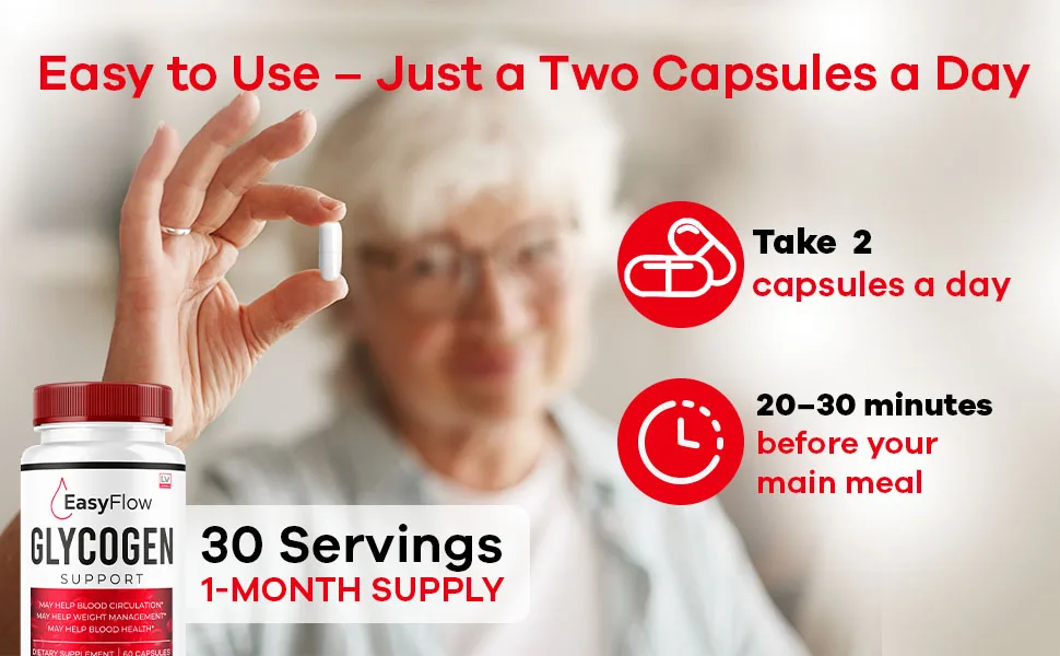 (2 Pack) Easy Flow Glycogen Support - EasyFlow Glycogen Easy Flow Easy Flow Glycogen Supplement Glycogen Support Easy Flow Easy Flow Glycogen Glycogen Easy Flow 120 Capsules for 2 Months - easyflow glycogen support optimizer easy flow glyco capsules supplement joint pills
