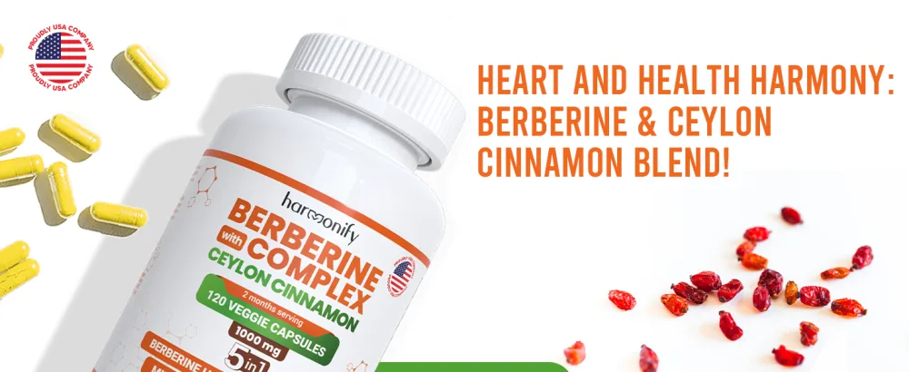 HARMONIFY Berberine Supplement with Ceylon Cinnamon Milk Thistle Turmeric Bitter Melon Complex 120 Capsules 1000 mg Vegan Non-GMO - Berberine with Ceylon Cinnamon supplement 120 veggie capsules