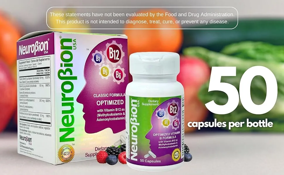 Neurobion Optimized Classic Formula B12 Methylcobalamin Dietary Supplement 50 Capsules - 50 capsules per bottle
