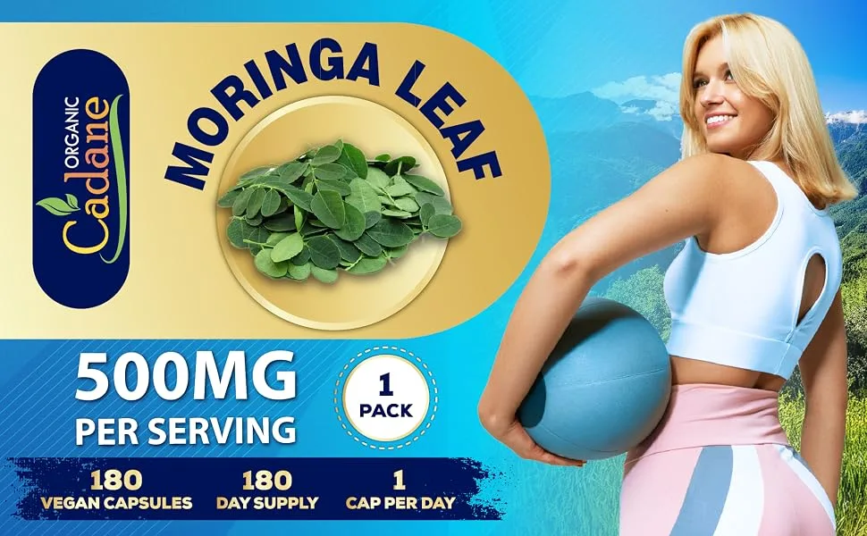 Cadane Moringa Extract Capsules 6 Months Supply with Ashwagandha Root Tulsi Ginger Turmeric - 180 Capsules - moringa moringa capsules moringa leaves maringa morninga moringa pills moringa leaf morings