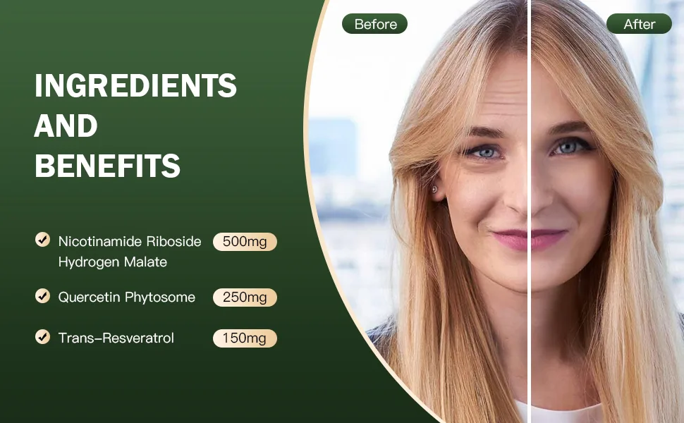 Gorani NAD+ Supplement 900MG Nicotinamide Riboside Liposomal Resveratrol Quercetin (2) - NAD+