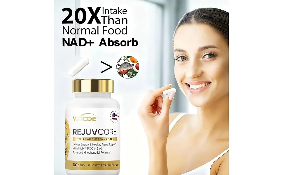 VXICDE NAD NMN 250mg 60 Capsules - 30 Servings Gluten Free - RejuvCore3