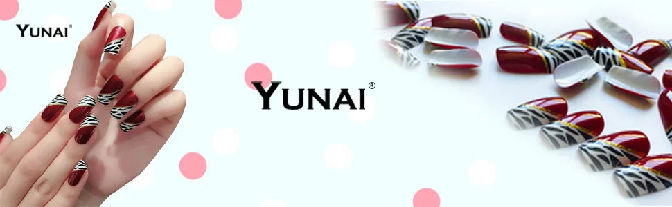 YUNAI 24 PCS Medium Length Full Cover False Nails French Ellipse Red Wine Oblique Leopard Fake Nails - YUNAIfake nails