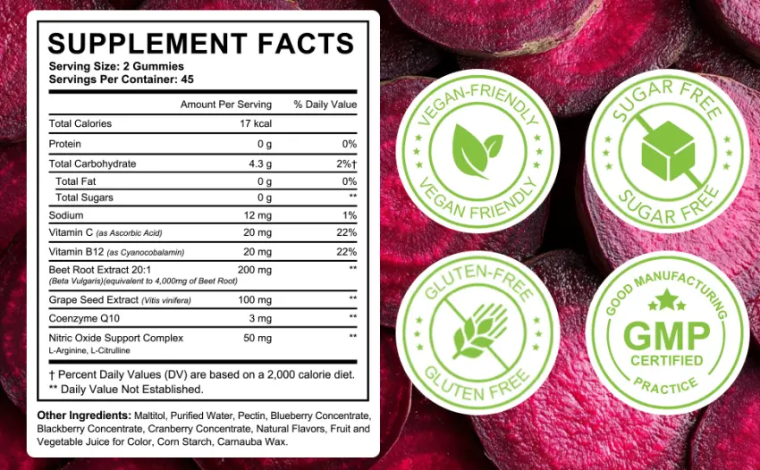 CSDLQNF Beet Root Gummies 4000mg - 8-in-1 Heart & Circulation Support Supplement - High Potency Beet Chews with Beetroot Grape Seed CoQ10 Vitamin C & B12 - Mixed Berry Flavor Vegan 90 Count - Beetroot gummies
