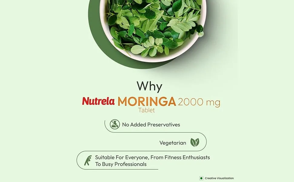 patanjali Nutrela Moringa 2000mg Tablets | Natural Superfood Supplement for Energy Immunity & Daily Wellness | 120 Vegetarian Tablets - B0FKMHC98L