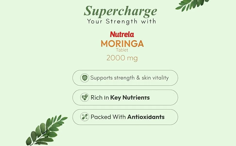 patanjali Nutrela Moringa 2000mg Tablets | Natural Superfood Supplement for Energy Immunity & Daily Wellness | 120 Vegetarian Tablets - B0FKMHC98L