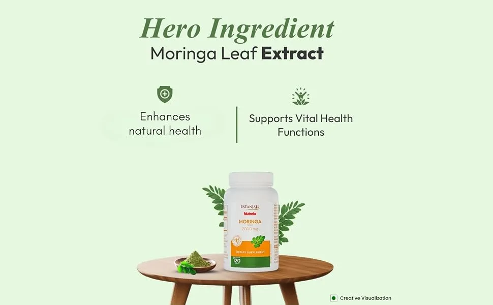 patanjali Nutrela Moringa 2000mg Tablets | Natural Superfood Supplement for Energy Immunity & Daily Wellness | 120 Vegetarian Tablets - B0FKMHC98L