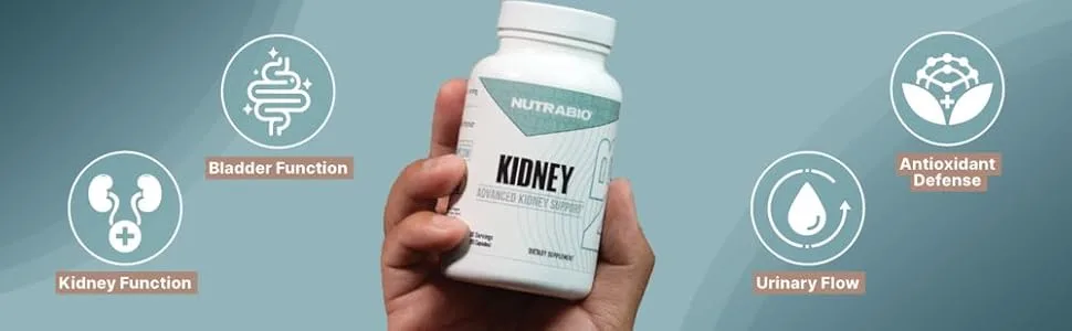 NutraBio Advanced Kidney Support Supplement- Kidney Cleanse Detox & Repair Health Supplement- 30 Servings- 90 Capsules - Bladder and Kidney Function
