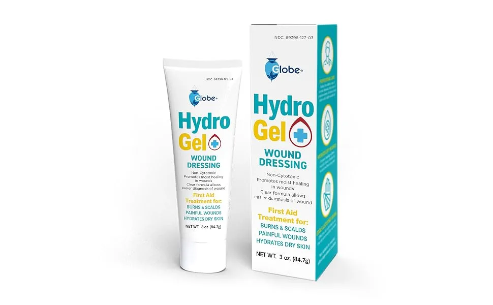 Globe (3 oz Tube Hydrogel First Aid Wound Dressing Antiseptic Gel for Minor Cuts Wounds Scrapes Rashes Sunburns & Skin Irritations Soothing & Moisturizing Solution Rapid & Active Protection. 3 Ounce - Hydrogel