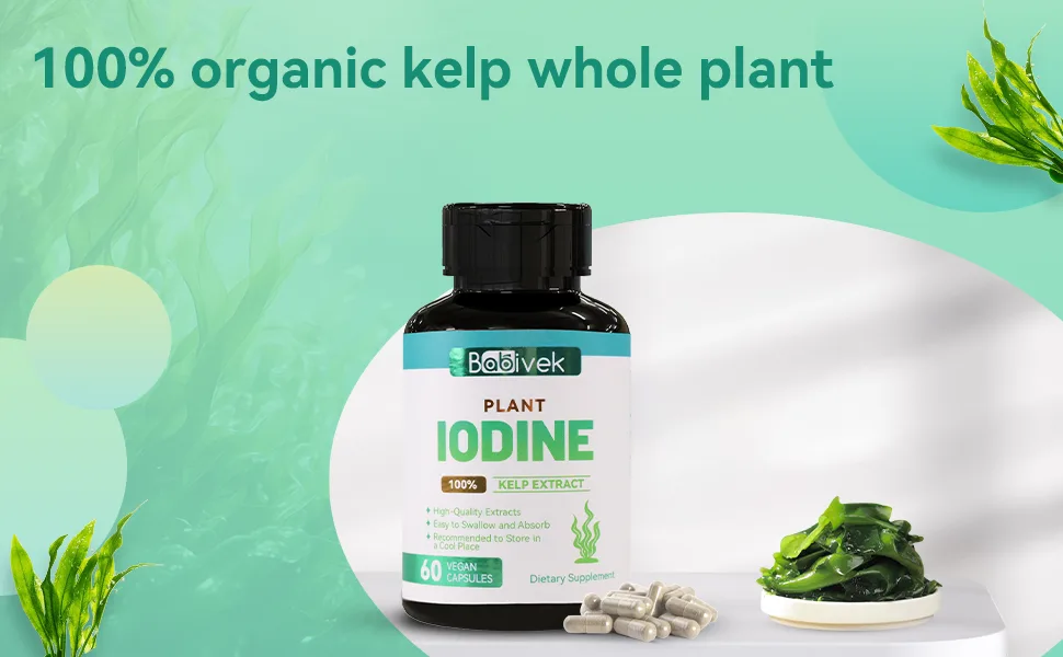 Babivek Iodine Supplement from Sea Vegetable Complex Dietary Supplement for Metabolism Thyroid Function Energy Support & Immune Health 60 Vegan Capsules - Iodine supplement capsules