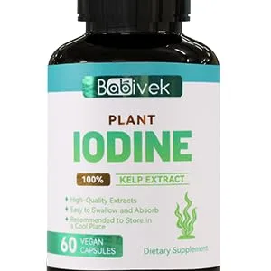 Babivek Iodine Supplement from Sea Vegetable Complex Dietary Supplement for Metabolism Thyroid Function Energy Support & Immune Health 60 Vegan Capsules - Iodine supplement capsules