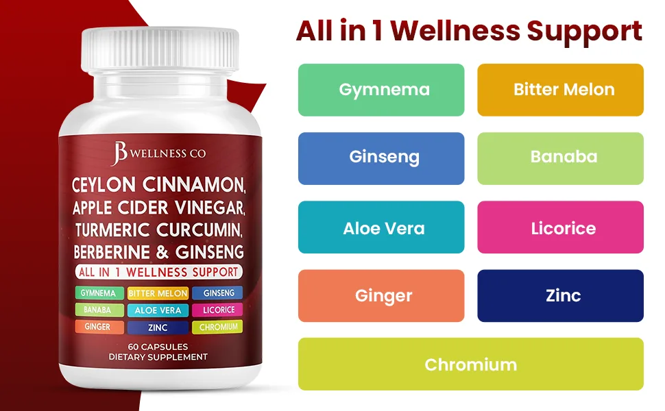 Ceylon Cinnamon Turmeric ACV Ginseng Aloe Vera Berberine Plus Banaba Ginger Root - 120 Capsules 120 Capsules (Pack of 2) - ceylon