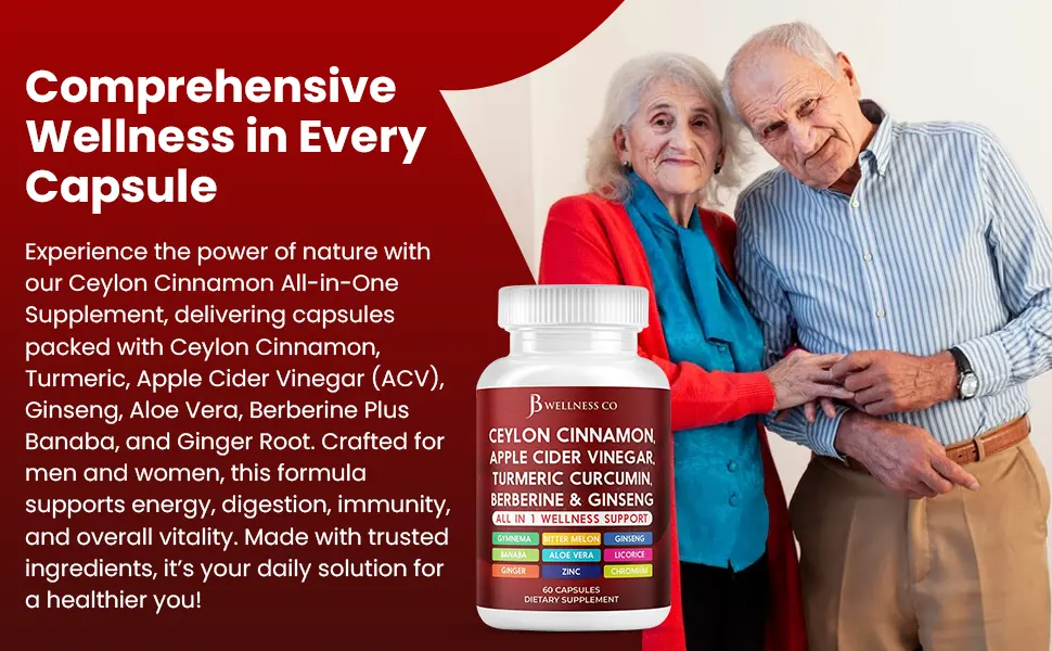Ceylon Cinnamon Turmeric ACV Ginseng Aloe Vera Berberine Plus Banaba Ginger Root - 120 Capsules 120 Capsules (Pack of 2) - ceylon