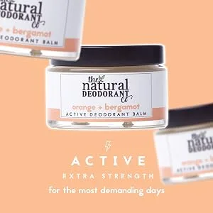 The Natural Deodorant Co  Active Deodorant Balm Orange & Bergamot 55g  Aluminium Free  Plastic Free  Extra Strength - Active Deodorant Balm