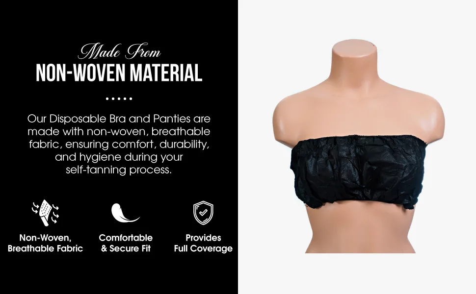 Bronze Tan Disposable Undergarments for Spray Tan - Non-Woven Breathable Undergarments Full Coverage Hygienic - Ideal for Professional Salons & Home Use Universal Fit - Pack of 25 Set - Bronze Tan, Spray Tanning Essentials Kit, Hair Nets, Nose Plugs, Sticky Feet Pads, Disposable Bra