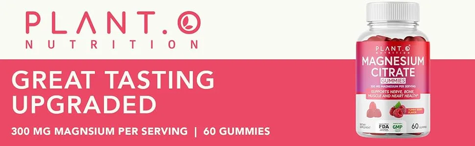 Calm Magnesium Gummies 300 mg per Serving of Magnesium Citrate | Relaxation Muscle Bone & Energy Support | Raspberry Flavor | 60 Chewable Magnesium - magnesium gummies