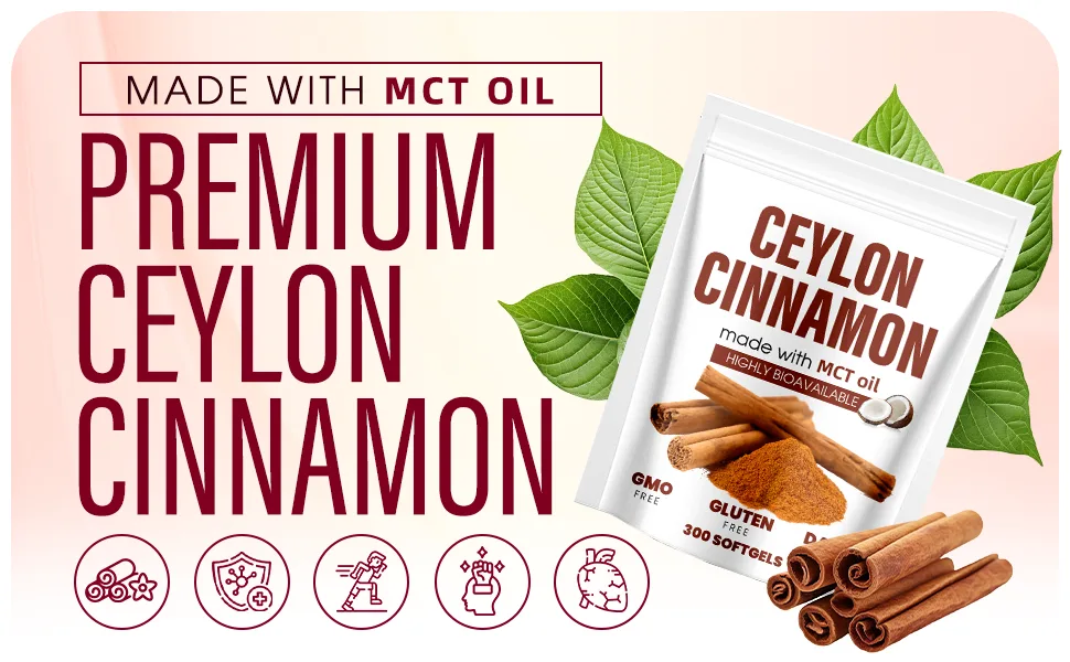 Aevezom Ceylon Cinnamon Softgels with MCT Oil | Soft Gel 7200mg | Herbal Extract | Non-GMO Gluten Free | 300 Softgels (1) - lirae ceylon cinnamon