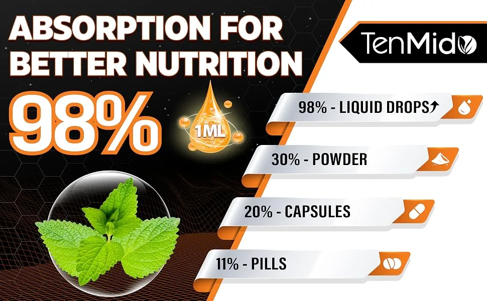 Tenmido 7in1 Lemon Balm Tincture - Herbal Extract Liquid Supplements with GABA L-Theanine Ginger Passion Flower Chamomile and Peppermint - 30ml 1 Fl OZ - lemon balm leaf liquid lemin balm herb lemon balm lemon supplements lemon balm liquid drops