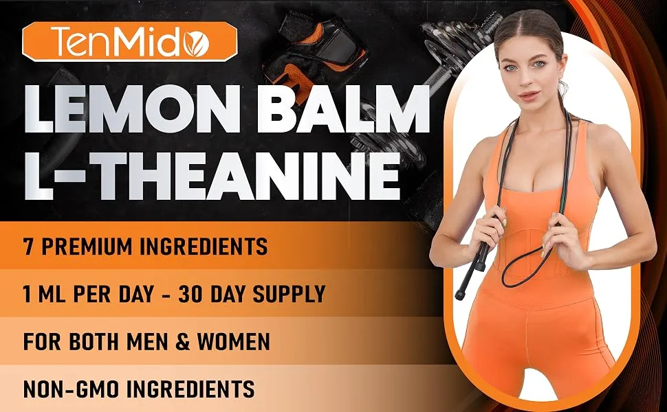 Tenmido 7in1 Lemon Balm Tincture - Herbal Extract Liquid Supplements with GABA L-Theanine Ginger Passion Flower Chamomile and Peppermint - 30ml 1 Fl OZ - lemon balm lemon balm leaves lemon balm tincture lemon balm extract lemon balm drops
