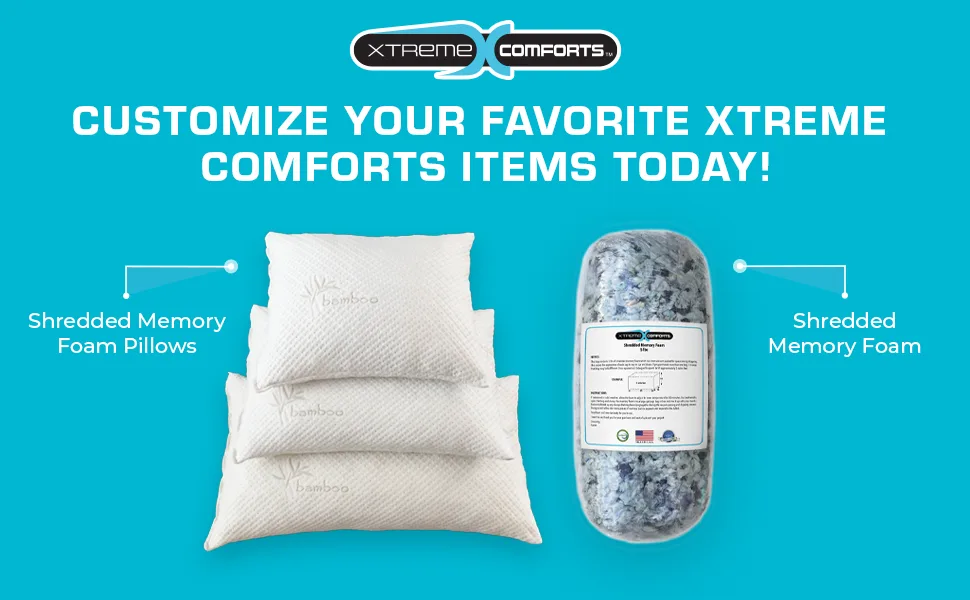 Xtreme Comforts 5 LBS Bean Bag Filler w/Shredded Memory Foam - Pillow Stuffing Material for Couch Pillows  Cushions  Bean Bag Refill Filling  & More Poly Fil/Polyfill Stuffing Needs (5 Pounds) - customize your favorite xtreme comforts items today