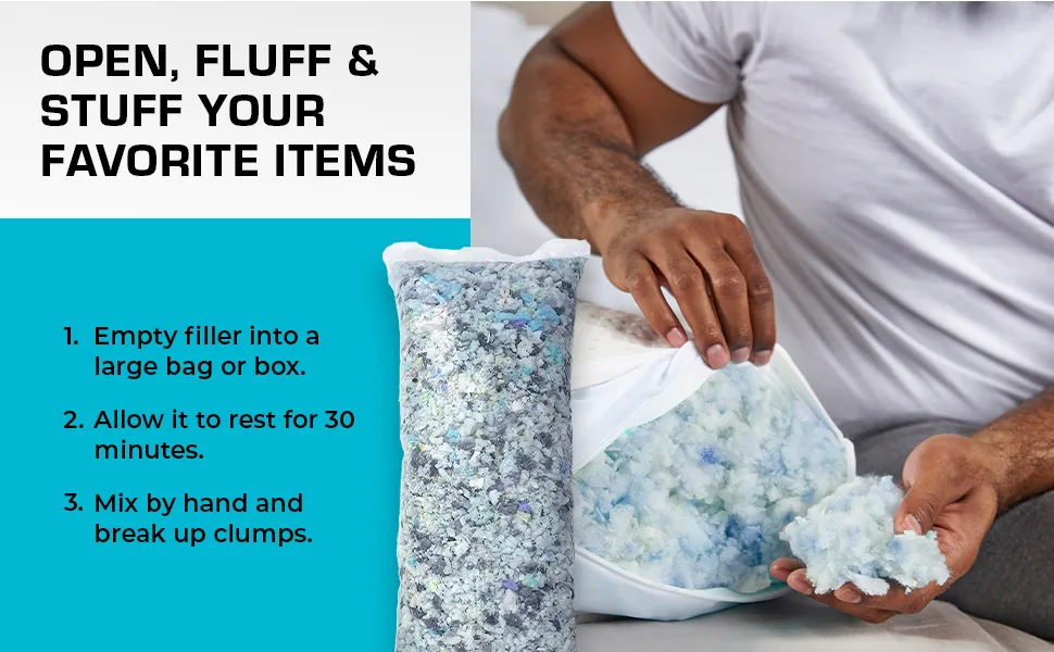 Xtreme Comforts 5 LBS Bean Bag Filler w/Shredded Memory Foam - Pillow Stuffing Material for Couch Pillows  Cushions  Bean Bag Refill Filling  & More Poly Fil/Polyfill Stuffing Needs (5 Pounds) - open, fluff & stuff your favorite items