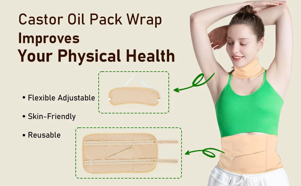 MEEYEE Castor Oil Pack for Detox: 100% Pure Cold-Pressed Oil in Glass Bottle with Cotton Wraps for Liver Support - castor oil pack 5