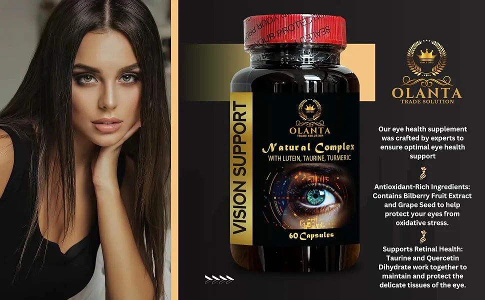 Eye Vitamin & Mineral Supplement with Lutein - VISION SUPPORT NATURAL COMPLEX - Formula for Optimal Vision vision support supplement Retinal Support and Improved Visual Function - Vision Support Formula
