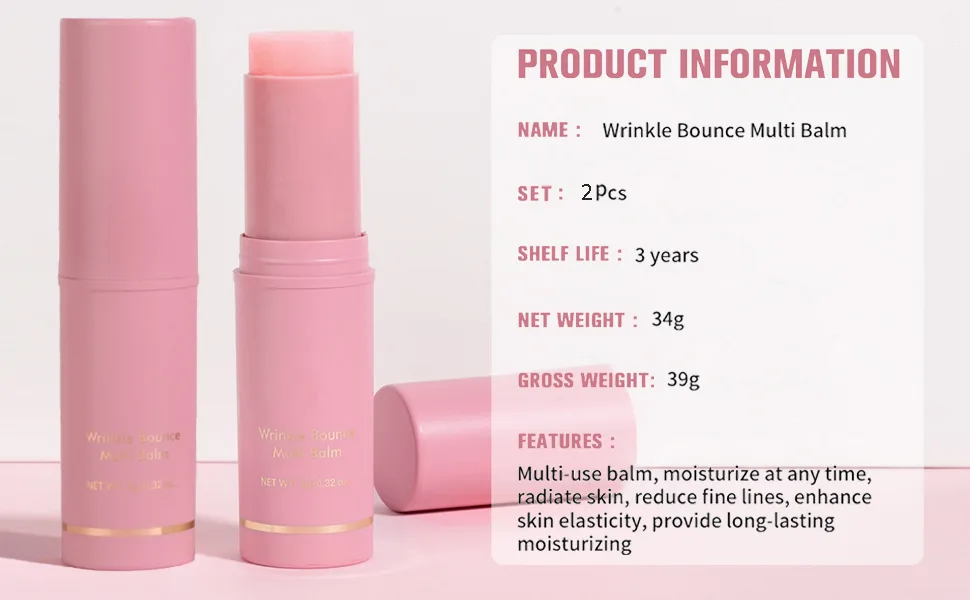 2Pcs Hydrating Multi Eye & Lip Balm Firming Under Eye Balm Stick Make Up Base Reduce Wrinkle Vegan & Cruelty-Free - Balm Stick