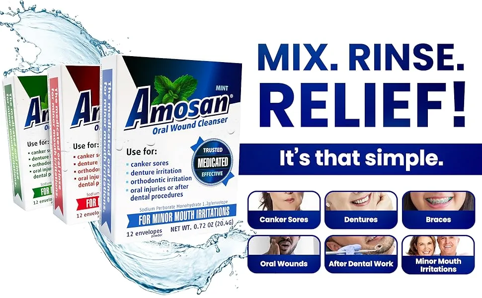 Amosan Oral Wound Cleanser - Spearmint - Amosan Oral Wound Cleanser