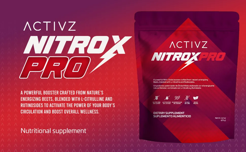 ACTIVZ NitroxPro Drink Powder - Beets L-Citrulline Rutinosides CyLoc Dextrin & DexKey for Nitric Oxide Cardiovascular Support 6.0 oz (171g) - NitroxPro