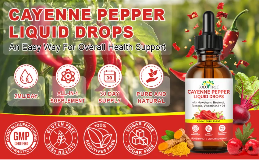 Cayenne Pepper Drops Supplement Liquid with Hawthorn Berry Vitamin D3 K2 Beet Root Powder Ceylon Cinnamon Turmeric Curcumin Gentle Formula Easily Absorbed 60ml - cayenne pepper drops