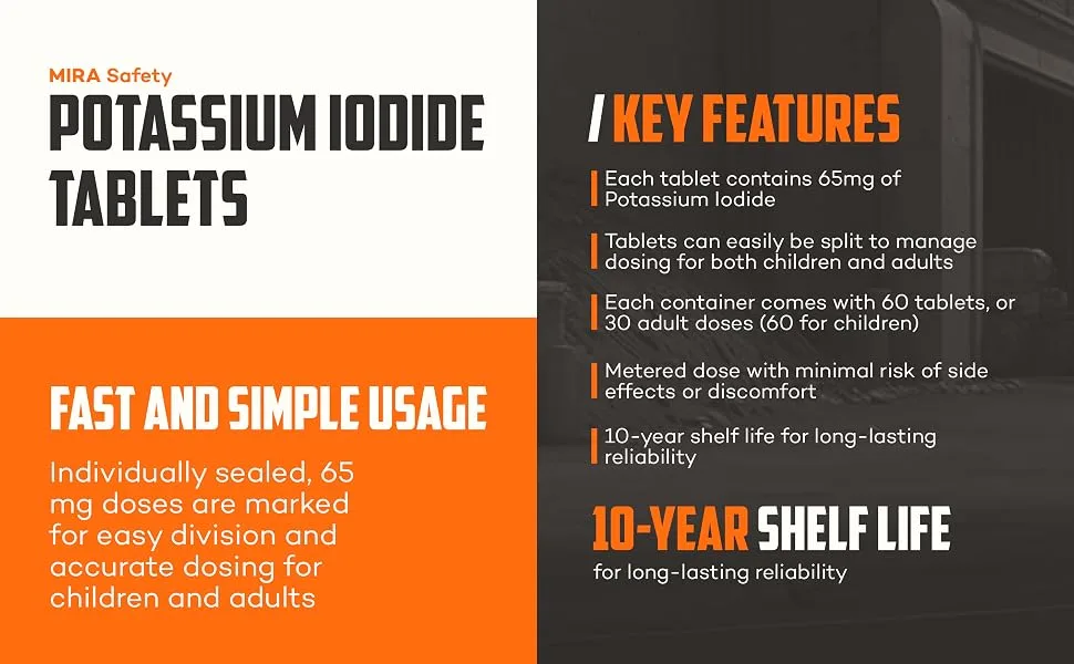 Potassium Iodide Tablets (60 Count) Emergency Radiation Pills - Potassium Iodide tablet key features