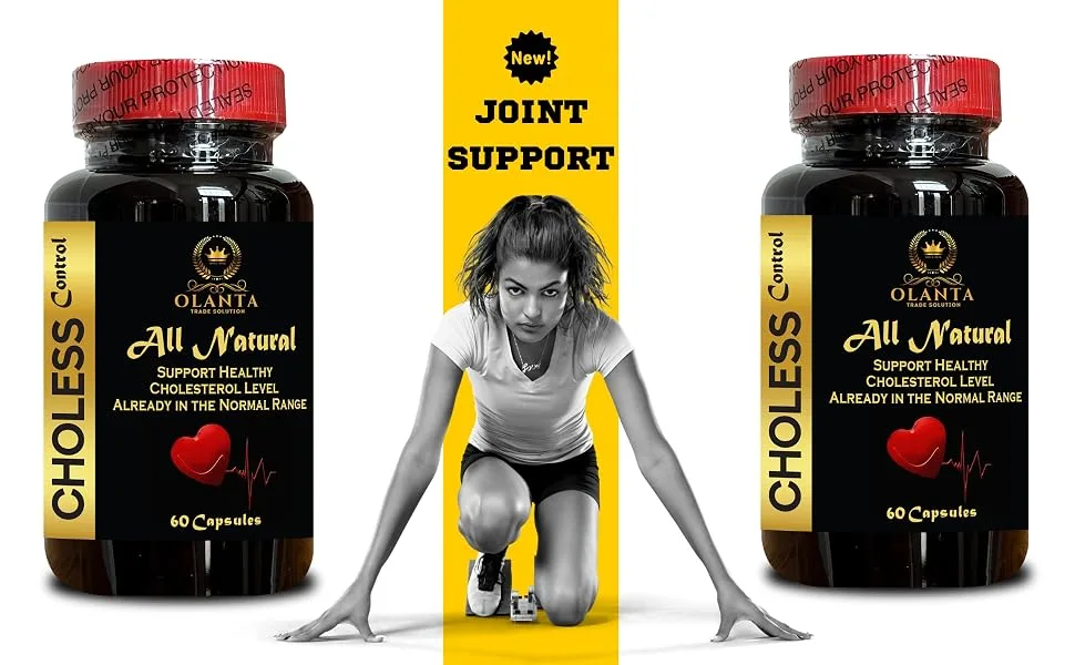 OLANTA TRADE SOLUTION Choless Control Niacin Policosanol Guggul Cayenne Garlic | Plant-Based Cholesterol & Lipid Wellness Support Formula | 1 Bottle 60 Capsules - Wellness Support Supplement