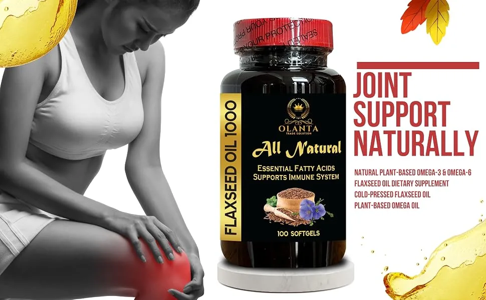 Cold-Pressed Flaxseed 1000mg Softgels Featuring Essential Fatty Acids and Natural Omega-3 Immune Support 1 Bottle 100 Softgels - Flaxseed Oil for Heart