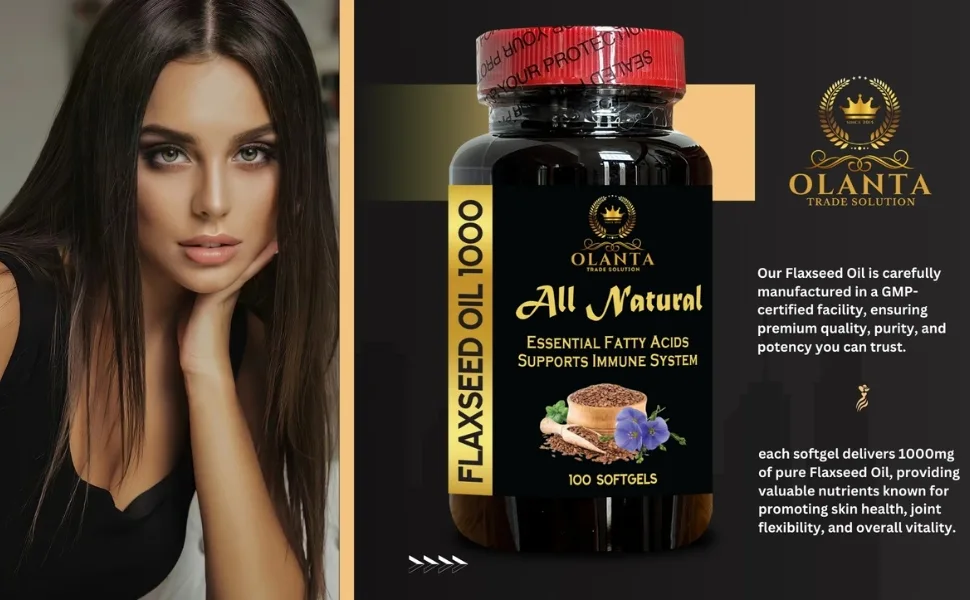 OLANTA TRADE SOLUTION Flaxseed Oil 1000mg Cold Pressed Plant-Based Omega Formula | Joint Flexibility Formula | Skin & Wellness Support | 2 Bottles 200 Softgels - Premium Plant-Based Omega