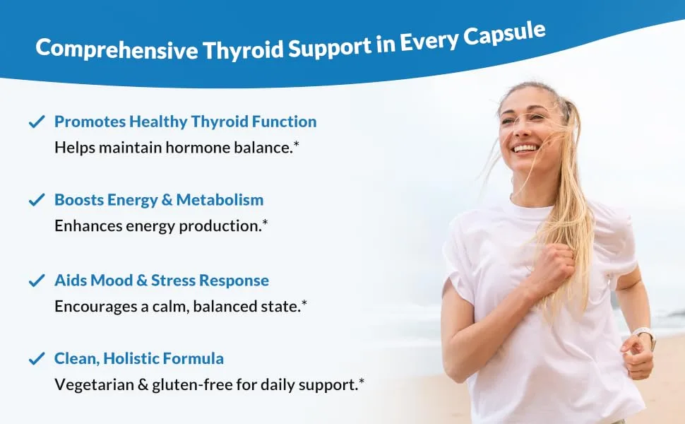 Natural Wellness Thyroid Support Iodine Selenium & L-Tyrosine Supplement for Healthy Thyroid Function Energy and Metabolism Thyroid Support for Women & Men 60 Vegetarian Capsules - Comprehensive thyroid support