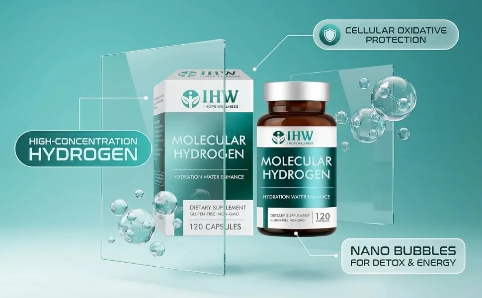 Hydrogen Water Tablets 12ppm with Magnesium Brain Health Cognition Function Cellular Energy Boost Antioxidant Promote Metabolism Non-GMO & Gluten Free 120 Tablets - hydrogen water tablets for drinking phm molecular h2tab