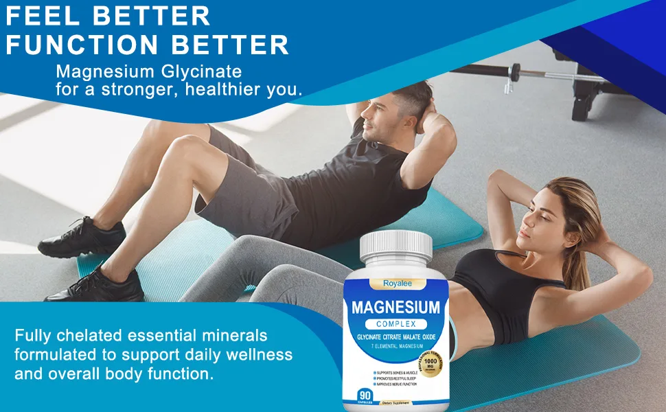Magnesium Complex Supplement - 1000mg with 7 Magnesium Forms Including Glycinate Citrate Malate Taurate & Orotate - Supports Relaxation Muscle Function & Bone Strength - 90 Capsules 90 Count (Pack of 1) - Magnesium Complex Supplement