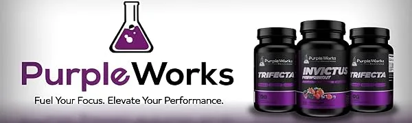 PurpleWorks Nutrition Pre Workout Vitamin D for Immune Support with Creatine Beta-Alanine and Caffeine for Energy Keto Friendly Mixed Berry 30 Servings - Banner