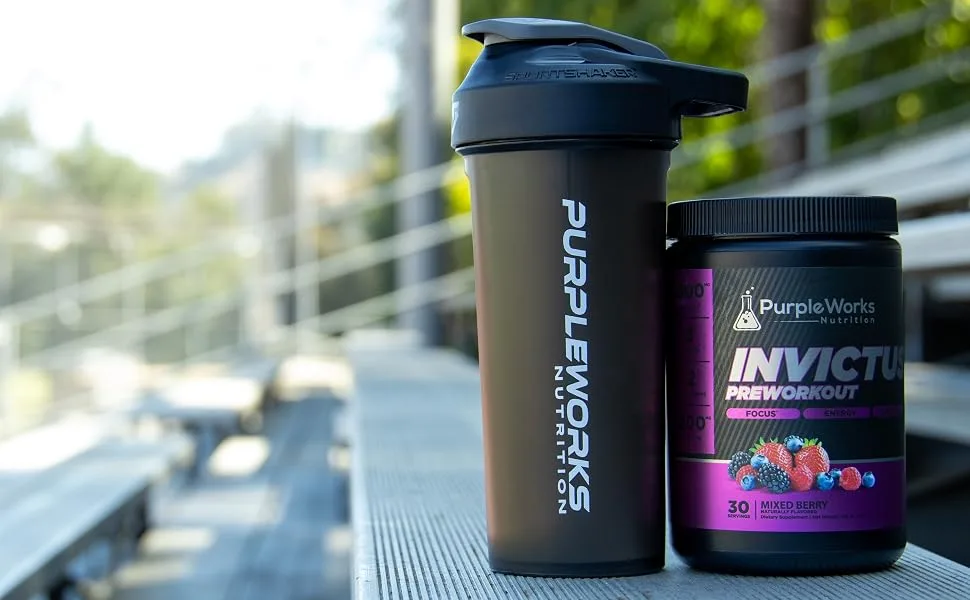 PurpleWorks Nutrition Pre Workout Vitamin D for Immune Support with Creatine Beta-Alanine and Caffeine for Energy Keto Friendly Mixed Berry 30 Servings - Preworkout jar