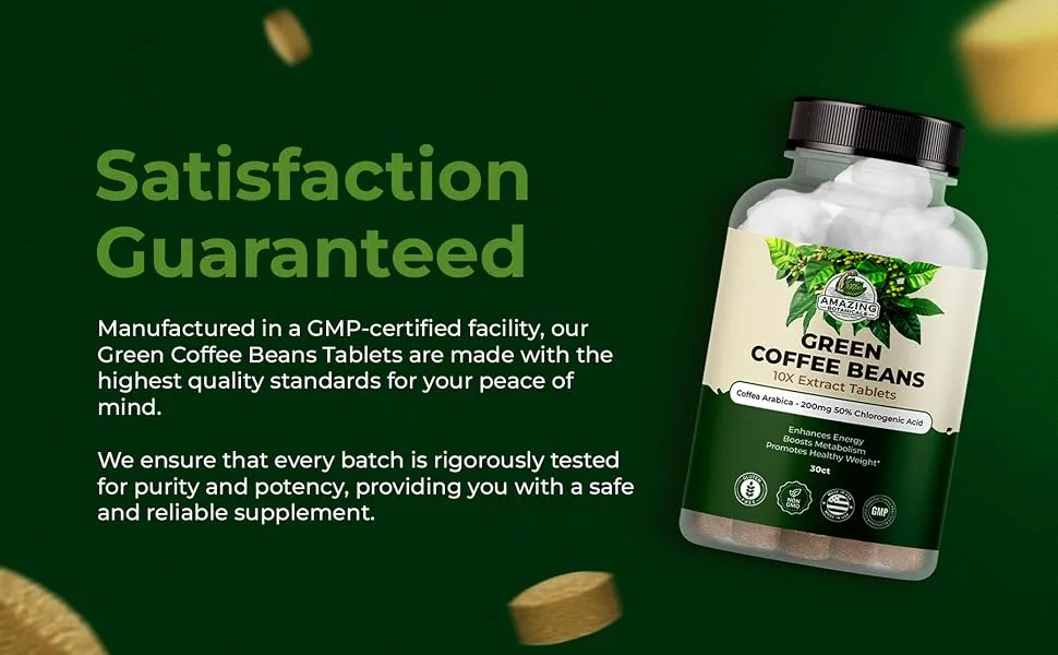 Amazing Botanicals Green Coffee Bean Extract Tablets - Coffea Arabica - 200mg 50% Chlorogenic Acid - 30 Count - green coffee bean extract tablets