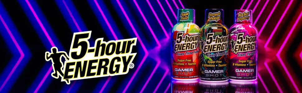 5-hour ENERGY Extra Strength Gamer Shots Apple Bash Flavor 1.93 Fl oz (Pack of 24) Apple Bash 24 Count - 5 hour energy apple bash pineapple charge rocket raspberry