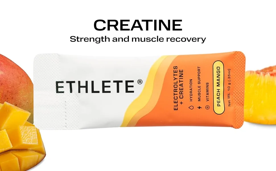 Ethlete Electrolytes + Vitamins + Creatine Powder 3-Pack Bundle Variety Bundle (3-Flavors) 5g Creatine Monohydrate with Electrolytes Vitamins B6 B12 & C (Raspberry Lemon) - Creatine for Strength and Muscle Recovery